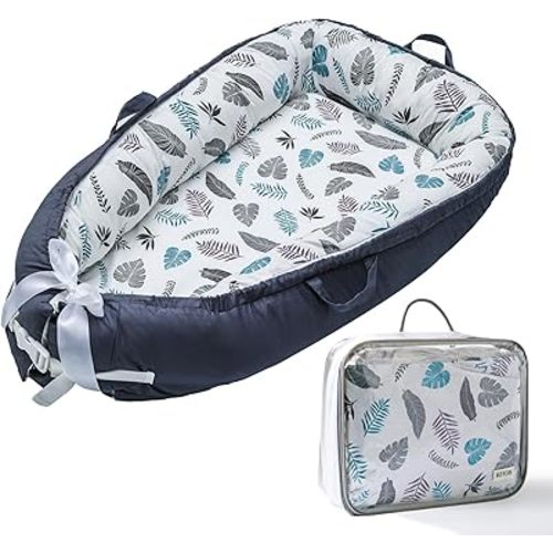 Baby Lounger for Newborn 0-24 Months Soft Baby Nest Cover Co Sleeping Bionic Design Organic Breathable Lounger Pillow for Newborn Infants