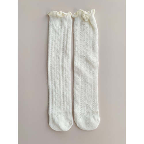 LACE OVER KNEE SOCKS | EGG SHELL