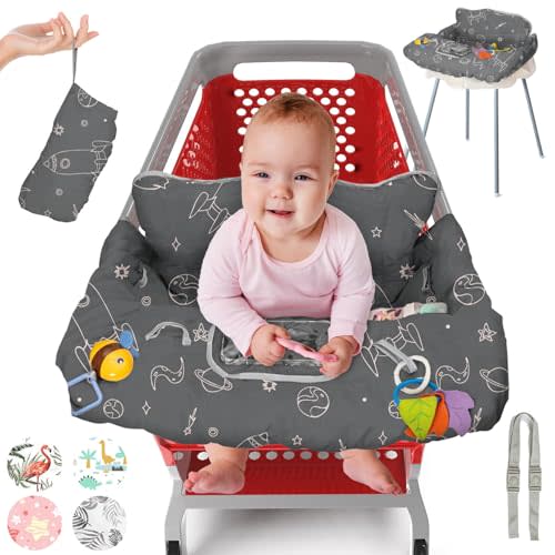Shopping Cart Cover for Baby PILLANI, Baby Registry Items, High Chair Cover for Restaurant Seat, Grocery Cart Cover for Baby Girl/Boy, Buggy Covers for Babies, Toddler Cart Cover