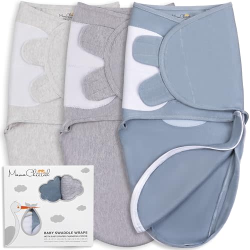 Mama Cheetah Baby Swaddle Blanket with Zipper, Newborn Swaddle Sack, Baby Swaddles Sleep Sack 0-3 Months, Baby Swaddle Wrap with Easy Change Zipper for Baby Boy & Girl, 3-Pack