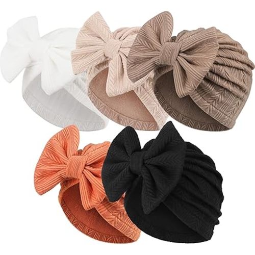 Newborn Baby Girl Hats with Bow Toddler Infant Beanie Cap Newborn Hospital Hats for Baby Girl Kid 3-12 Months
