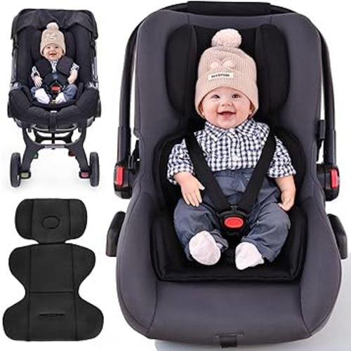 Infant Car Seat Insert，Carseat Head Support for Baby Preemie Newborn Infant,Babies Insert for Doona Stroller,Universal Baby Car Seat Head Support for Swing, Carseat(Black)