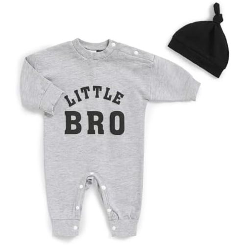 Sinhoon Baby Boy Outfits Little Brother Newborn Outfit Soft Cotton Romper Letter Print Coming Home Clothes with Hat