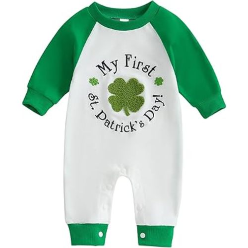 Amazon.com: FOCUSNORM My First St. Patrick's Day Baby Girl Boy Outfit Clover Pattern Jumpsuit Romper Onesie Newborn Irish Day Clothes (Cute Green, 3-6 Months): Clothing, Shoes & Jewelry