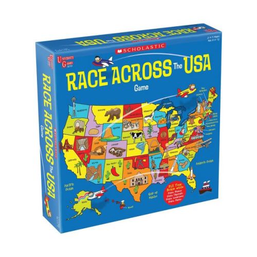 University Games Race Across the USA Scholastic Board Game: Educational Focus Geography, 2-4 Players, 30-Minute Play