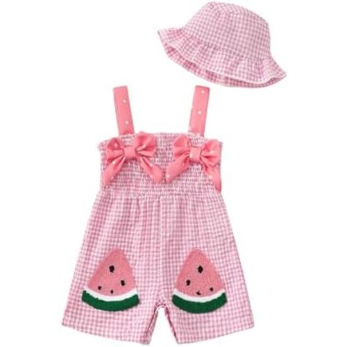 SUNNY PIGGY Baby Girl Clothes Infant Sleeveless Jumpsuit One Piece Romper Newborn Overalls Outfits Bodysuit with Hat