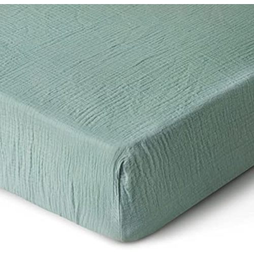 Muslin Crib Sheets for Girls and Boys, Cotton Neutral Fitted Baby Sheet Standard Mattress & Toddler Bed (52"x28"), Soft Breathable 1 Pack (Roman Green)