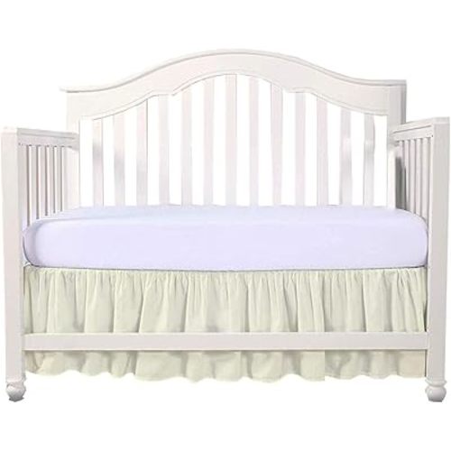 Crib Skirt Dust Ruffle, 100% Natural Cotton, Nursery Mini Crib Toddler Bedding Skirt for Baby Boys or Girls,(Ivory Solid - 24" x 38"/10" Drop)