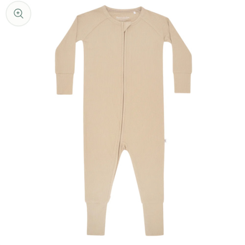 Tan Small Ribbed Zip Romper