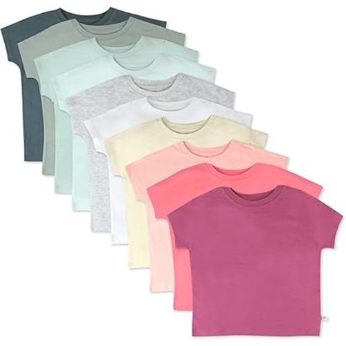 HonestBaby Multipack Short Sleeve T-Shirt Tee 100% Organic Cotton Infant Baby, Toddler, Little Kids Boys, Girls, Unisex