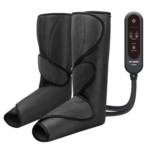 FIT KING Leg Air Massager for Circulation and Relaxation Foot and Calf Massage to Relieve Pain, Swelling, Edema with Handheld Controller 3 Intensities 2 Modes (with 2 Extensions) - FSA HSA Eligible