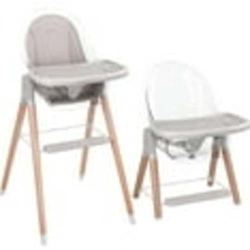 Children of Design 6-in-1 Classic High Chair with Cushion for Babies and Toddlers Non-Reclinable Wooden Booster Seat with Tray for 6 Months to 6 Years Old, Gray