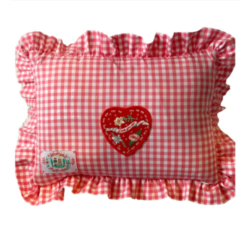 Red Gingham Love You So Rectangle Ruffle Pillow | Over The Moon