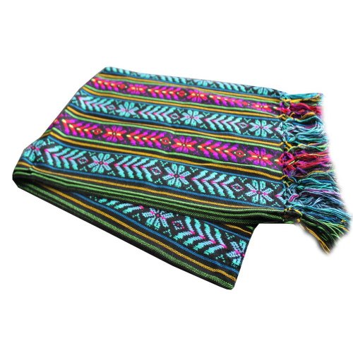 Del Mex Mexican Rebozo Shawl Blanket Doula (Regular (6 ft x 2.5 ft), Black)