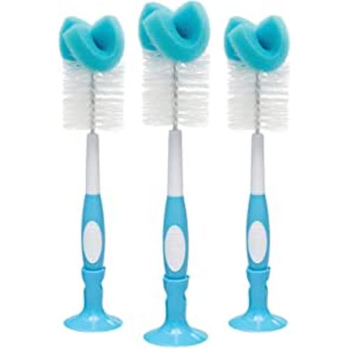 Dr. Brown's Baby Bottle Cleaning Brush with Sponge and Scrubber - Blue - 3-Pack - 3-pack, Blue Bottle Brush