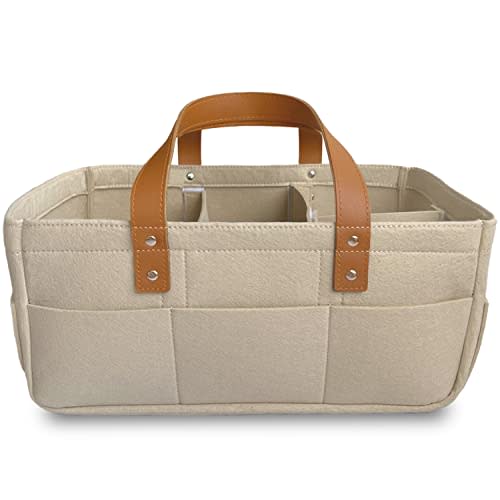 KiddyCare Baby Diaper Caddy Organizer - 4 Divider Large Diaper Caddy Basket, Baby Organizer For Nursery, Diaper Organizer For Changing Table, Car Diaper Caddy Organizer, Diaper Caddy For Baby Girl/Boy