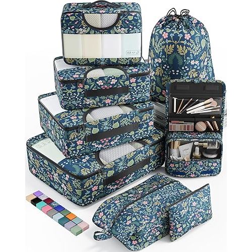 Veken 8 Set Packing Cubes for Suitcases, Travel Bag Organizers for Carry on Luggage, Suitcase Organizer Bags Set for Travel Essentials Travel Accessories in 4 Sizes(Extra Large, Large, Medium, Small)