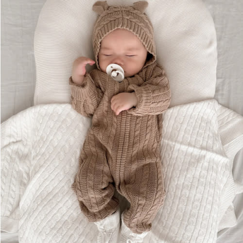 Luna + Luca Baby Bear Jumpsuit - Acorn