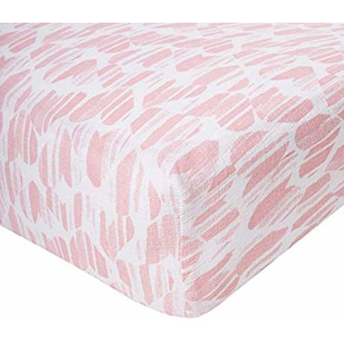 aden + anais Essentials Classic Crib Sheet, 100% Cotton Muslin, Super Soft, Breathable, Tailored Snug Fit, Briar Rose - Washed Heart