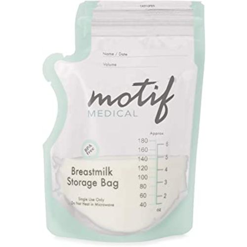Motif Medical, Milk Storage Bags, 6 oz Milk Freezer Bag with Easy Pour Spout, BPA Free, Write-On Label - 90 Count