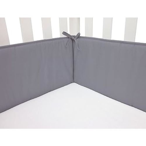 4 PCS Breathable Mesh Liner Padding for Sides - Anti-Collision Cushion Set, Soft and Comfortable Crib Side Padding for Safety (Gray-01, 51X9.8 INCH)