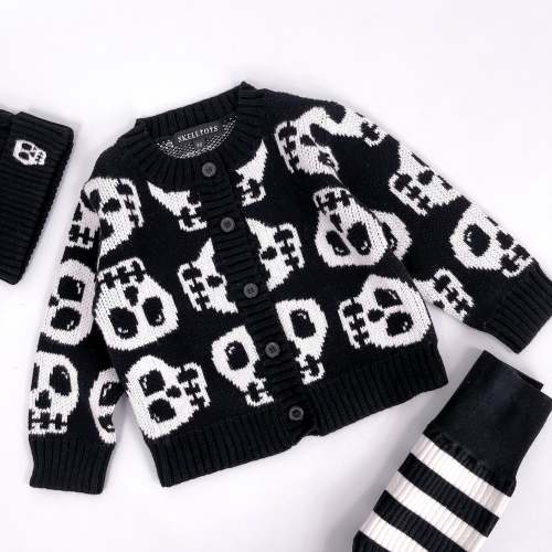 SKELLY SKULL CHUNKY KNIT CARDIGAN