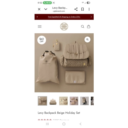 Levy Backpack Beige Holiday Set