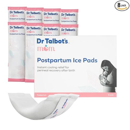 Dr. Talbot's Mom Postpartum Ice Pads for Pain Relief - 8-Pack - 2-in-1 Absorbent Postpartum Pads for Women After Birth