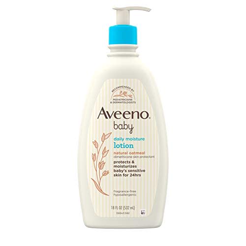 Aveeno Baby Daily Moisture Moisturizing Lotion for Delicate Skin with Natural Colloidal Oatmeal & Dimethicone, Hypoallergenic, Fragrance-, Phthalate- & Paraben-Free, 18 fl. oz