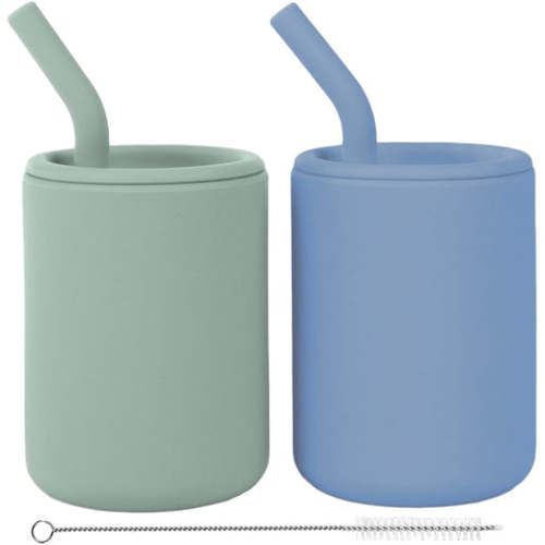 Silicone Straw Cups with Lids – 4 oz or 8 oz (Set of 2)