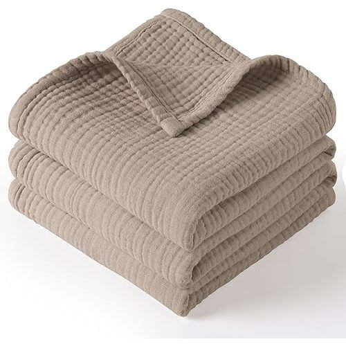Muslin Baby Blanket for Boys and Girls, Neutral Cotton Crib Blanket for Newborn Infant Toddler - Soft and Breathable Baby Quilt 1 Pack- 47"*47" (Dusty Brown)