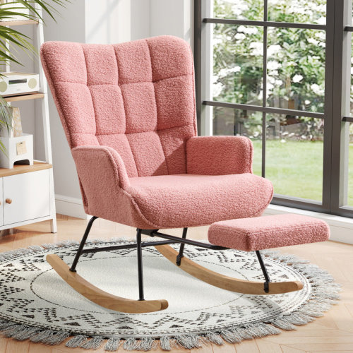 George Oliver Upholstered Rocking Chair with Footrest, High Backrest Ergonomic Support Nursery Recliner Chair for Living Room, Bedroom & Reviews | Wayfair