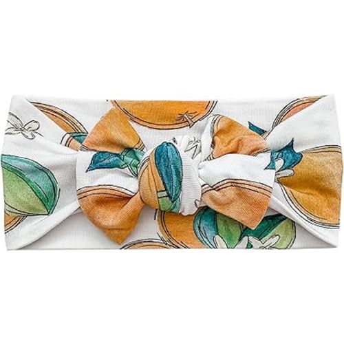 Orange Blossom Ultra Soft Newborn Headband Bow, Viscose from Bamboo with Spandex Stretchy Material