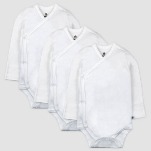 Honest Baby 3pk Organic Cotton Long Sleeve Duster Bodysuit - White, Size: Newborn