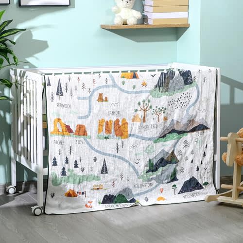 SmoothNovelty National Parks Muslin Blanket 47 x 47 Inch Soft Warm Cotton Muslin Swaddle Blanket Nursery Swaddling Wrap Quilt for Bedding Gift, Cold Weather, Adventure Hiking Camping Lovers