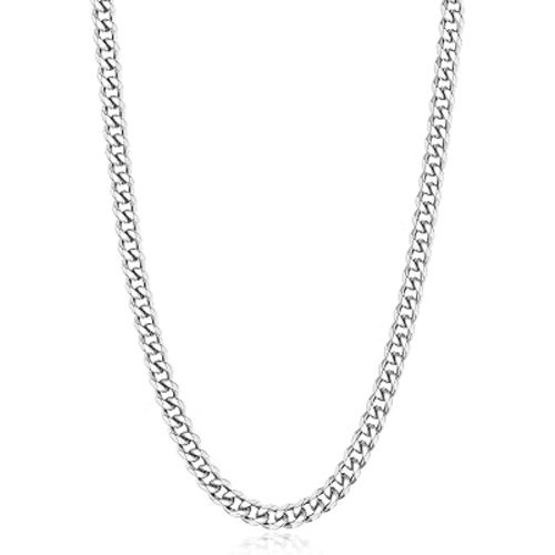 sovesi 3.5/5mm Cuban Link Chain Necklace for Men, Silver Tone/Black/14K Gold Plated Stainless Steel Necklace Chain, Mens Chain 16-28 Inch Jewelry Gift
