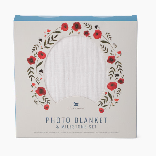 Little Unicorn Photo Blanket & Milestone Set - Summer Poppy