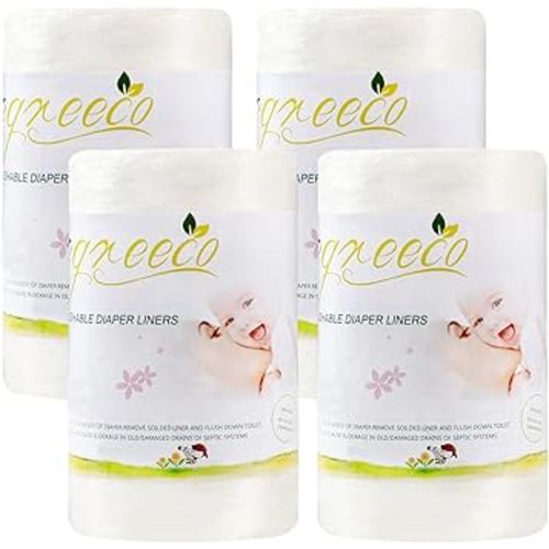 wegreeco Cloth Diaper Liners - Unscented Diaper Liners, Fragance Free Cloth Diaper Liners - 100 Sheets Per Roll (4 Roll)