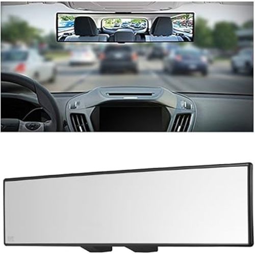 Car Rearview Mirrors,Yoolight Car Universal 12'' Interior Clip On Panoramic Rear View Mirror Wide Angle Rear View Mirror (12"L x 2.8" H)