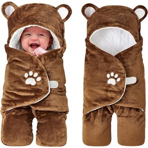 Lilian&Gema Swaddles for Newborns, Baby Swaddle Blanket for Newborn 0-4 Months, Cute Bear Swaddle Wrap for Baby Boys Girls, Plush Receiving Blankets for Newborn Registry