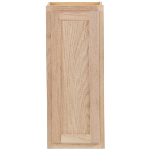 Project Source Oak Brook 12-in W x 30-in H x 12-in D Natural Unfinished Oak Wall Fully Assembled Cabinet Flat Panel Square