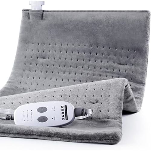 Massaging Weighted Heating Pad for Back Pain Relief,12"*24",Light Grey