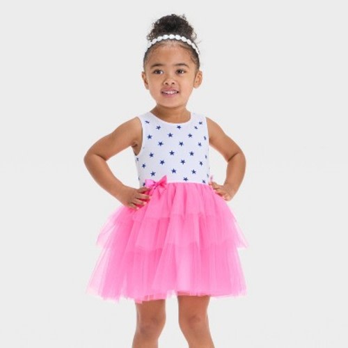 Toddler Girls' Mattel Barbie Dream Closet 1989 Inspired Dotted Tulle Dress - Pink/White 2T