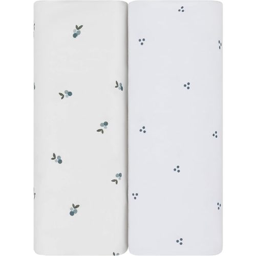 Ely's & Co. Patent Pending Waterproof Changing Pad Cover | Cradle Sheet Set - 2 Pack Berry and Cluster Dot (Blue)