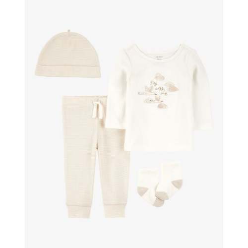 Baby 4-Piece Cloud Print Outfit Set - White/Tan - Carter's | Carter's