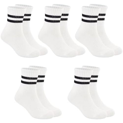 Boys & Girls Crew Socks - Cotton Athletic Socks, 5 Pairs (1-12 Years)