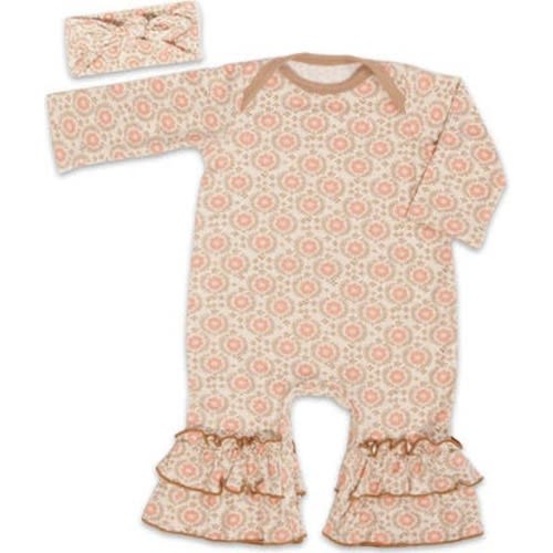 Ruffle Romper & Head Wrap Set, 3-6M