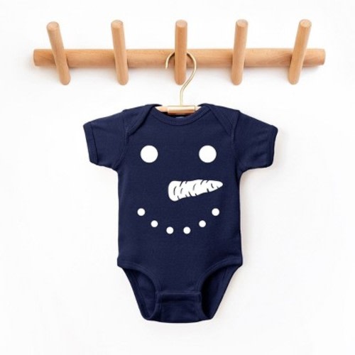 The Juniper Shop Snowman Face Baby Bodysuit - 6 Month - Navy
