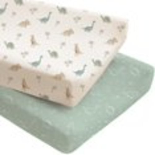 2 Pack Muslin Changing Pad Covers for Boys, Ultra Soft & Breathable Cotton Baby Diaper Changing Table Covers, Neutral Nursery Diaper Changing Pad Sheets (Fog Green,Cream)