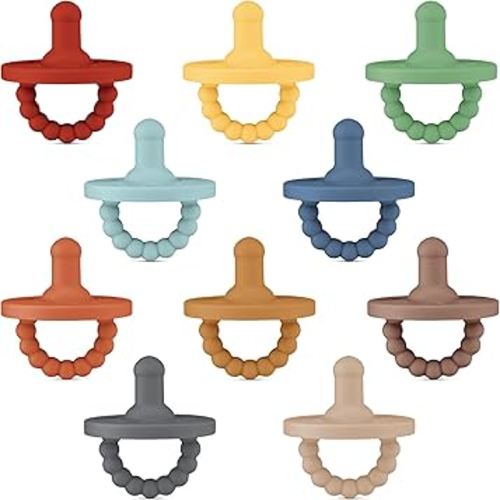 Ryan & Rose Cutie PAT Pacifier Teether 10 Pack Assorted Colors (Monterey (Boy), Stage 1)